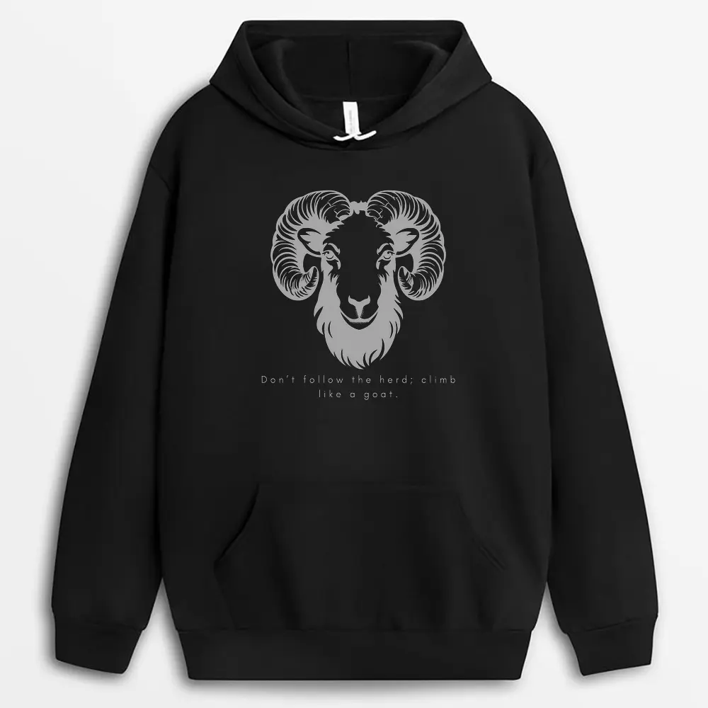 Dont Follow The Herd Climb Like A Goat Pykexgap Hoodie - Black