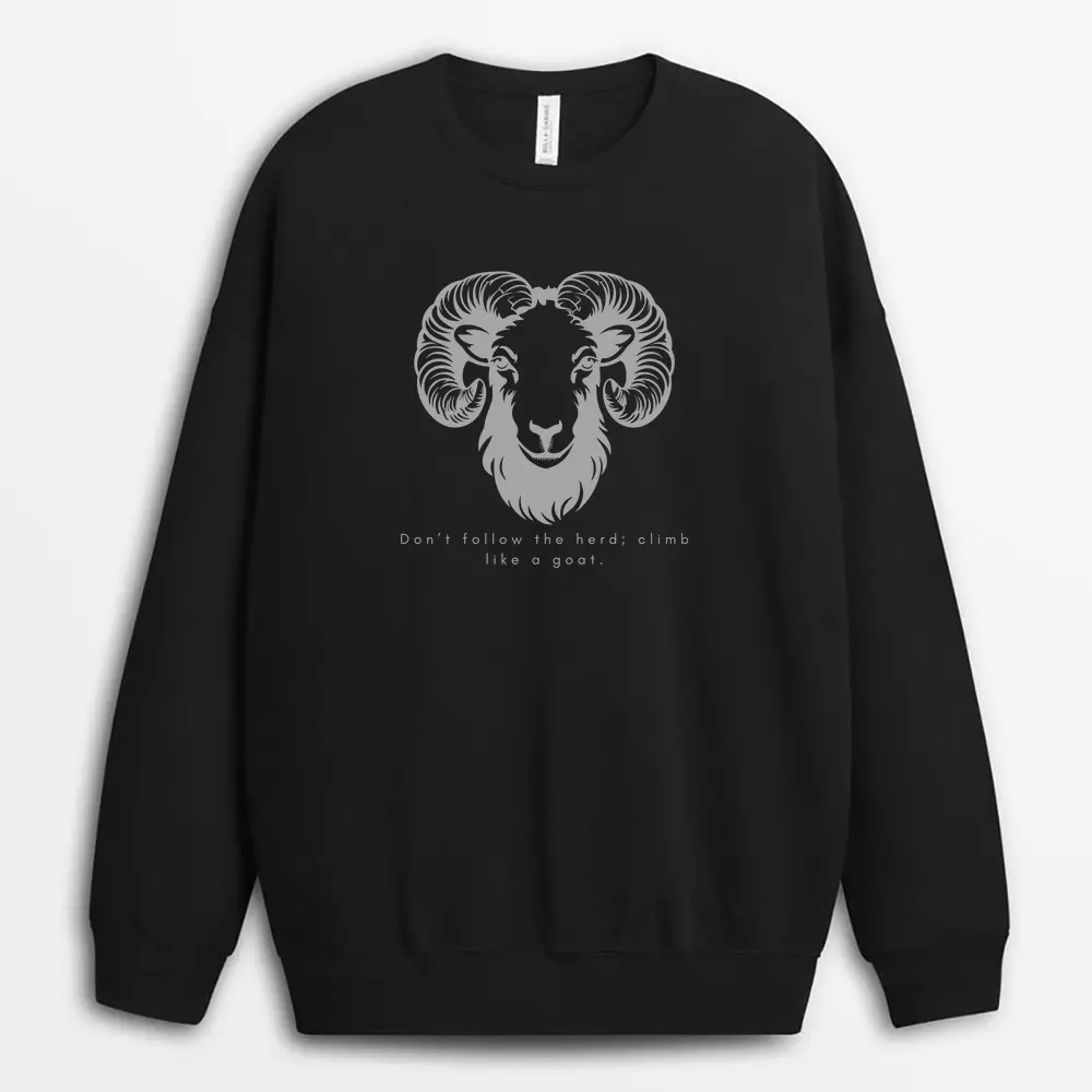 Dont Follow The Herd Climb Like A Goat Pykexgap Sweatshirt - Black