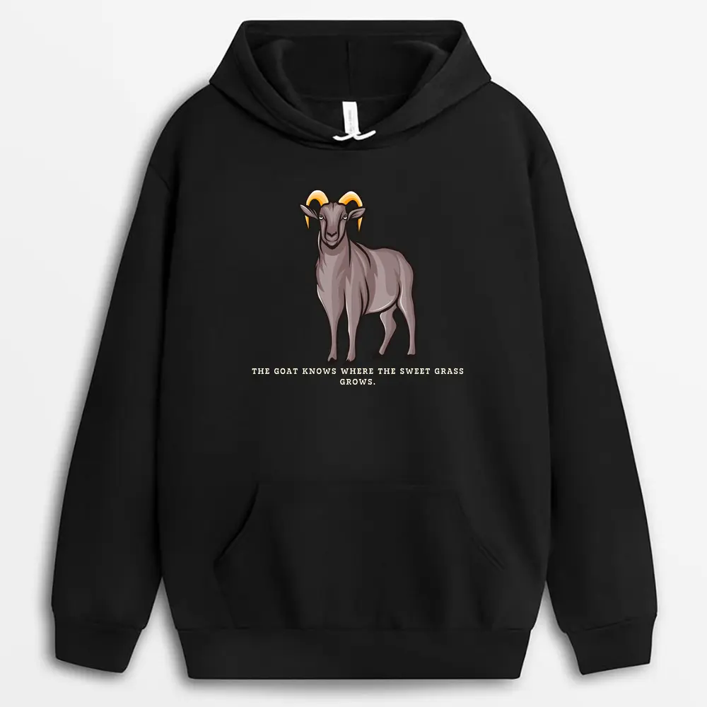 The Goat Knows Where The Sweet Grass Grows Pykexgap Hoodie - Black