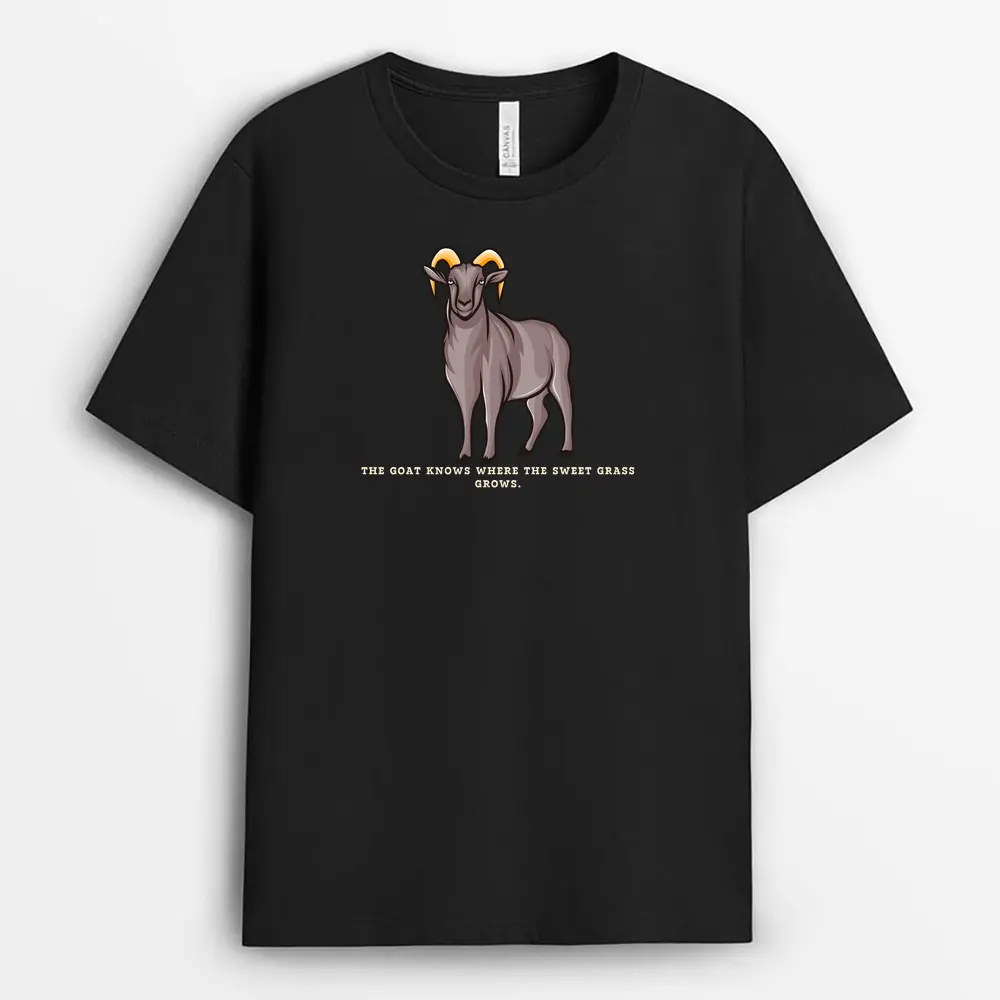 The Goat Knows Where The Sweet Grass Grows Pykexgap T-Shirt - Black