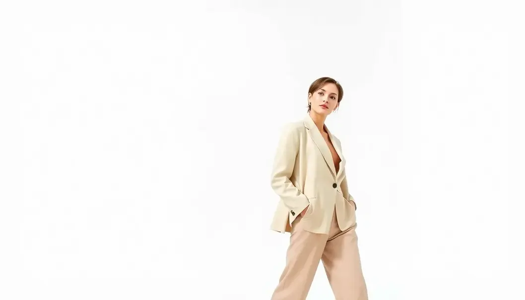 A person wearing a minimalist outfit, emphasizing clean lines and neutral tones.